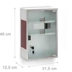 Relaxdays Armoire à Pharmacie EMERGENCY, XL, HLP : 45 X 30 X 12 Cm, Pour La Salle De Bain, Argenté/marron -Songmics Soldes Magasin 10366613 4