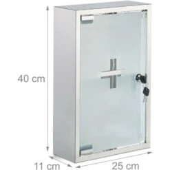 Relaxdays Armoire à Pharmacie Inox Porte Verre 2 Niveaux Ferme à Clé Médicaments Pansements Brillant 40x25x11cm, Argenté 10 Relaxdays Armoire à Pharmacie Inox Porte Verre 2 Niveaux Ferme à Clé Médicaments Pansements Brillant 40x25x11cm, Argenté -Songmics Soldes Magasin 11000596 4