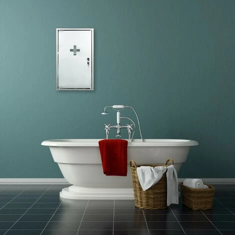 Relaxdays Armoire à Pharmacie Acier Inox Porte Miroir Ferme à Clé 2 Niveaux Médicaments Pansements 50x30x11cm, Argenté 4 Relaxdays Armoire à Pharmacie Acier Inox Porte Miroir Ferme à Clé 2 Niveaux Médicaments Pansements 50x30x11cm, Argenté – Image 2