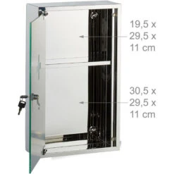 Relaxdays Armoire à Pharmacie Acier Inox Porte Miroir Ferme à Clé 2 Niveaux Médicaments Pansements 50x30x11cm, Argenté 11 Relaxdays Armoire à Pharmacie Acier Inox Porte Miroir Ferme à Clé 2 Niveaux Médicaments Pansements 50x30x11cm, Argenté -Songmics Soldes Magasin 11000598 5