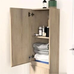 Colonne De Salle De Bain Décor Chêne à Suspendre 140 Cm SORRENTO 9 Colonne De Salle De Bain Décor Chêne à Suspendre 140 Cm SORRENTO -Songmics Soldes Magasin 11423647 4