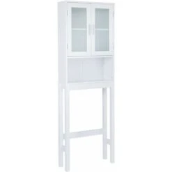 COSTWAY Meuble Dessus Toilettes WC 2 Portes Armoire De Toilette Étagère De Salle De Bain