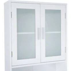 COSTWAY Meuble Dessus Toilettes WC 2 Portes Armoire De Toilette Étagère De Salle De Bain -Songmics Soldes Magasin 12435888 4