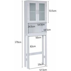 COSTWAY Meuble Dessus Toilettes WC 2 Portes Armoire De Toilette Étagère De Salle De Bain -Songmics Soldes Magasin 12435888 5