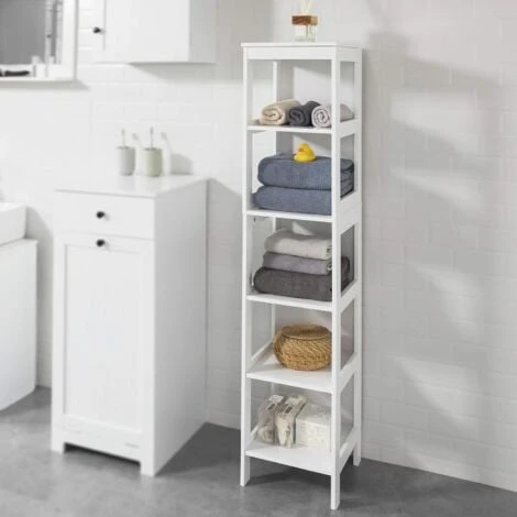 Meuble Colonne De Salle De Bain Armoire Haute étagère De Salle De Bain Avec 6 étagères,SoBuy®BZR14-W 4 Meuble Colonne De Salle De Bain Armoire Haute étagère De Salle De Bain Avec 6 étagères,SoBuy®BZR14-W – Image 2
