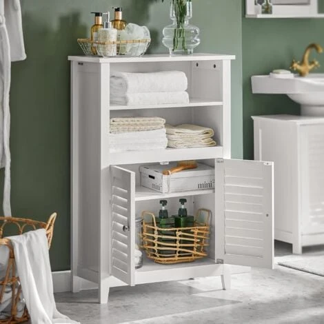 Meuble Bas De Salle De Bain Armoire Toilette Armoire Salle De Bain Buffet Commode Armoire De Rangement,SoBuy®BZR13-W 4 Meuble Bas De Salle De Bain Armoire Toilette Armoire Salle De Bain Buffet Commode Armoire De Rangement,SoBuy®BZR13-W – Image 2