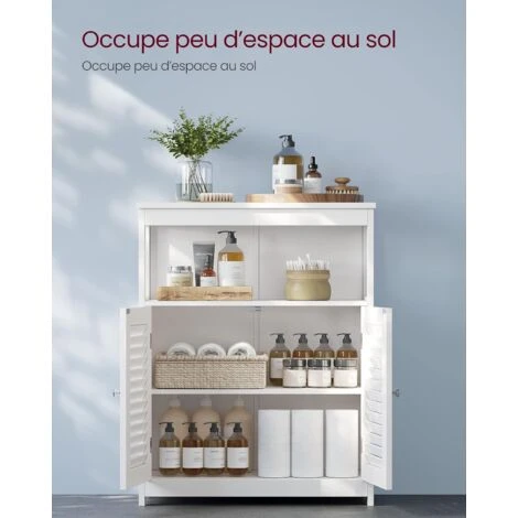 Songmics Meuble Salle De Bain, 60 X 30 X 80 Cm, Avec Compartiment Ouvert, Étagère De Rangement Avec 2 Portes, Blanc 5 Songmics Meuble Salle De Bain, 60 X 30 X 80 Cm, Avec Compartiment Ouvert, Étagère De Rangement Avec 2 Portes, Blanc – Image 3