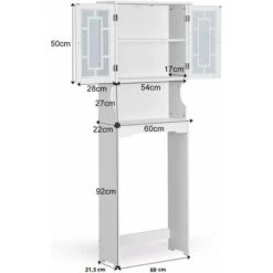 COSTWAY Meuble Dessus Toilette 2 Portes/Meuble WC Avec Etagère Réglable/Meuble Salle De Bain-61 X 23 X 173 CM Blanc 10 COSTWAY Meuble Dessus Toilette 2 Portes/Meuble WC Avec Etagère Réglable/Meuble Salle De Bain-61 X 23 X 173 CM Blanc -Songmics Soldes Magasin 16894908 4