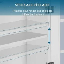 COSTWAY Meuble Dessus Toilette 2 Portes/Meuble WC Avec Etagère Réglable/Meuble Salle De Bain-61 X 23 X 173 CM Blanc 11 COSTWAY Meuble Dessus Toilette 2 Portes/Meuble WC Avec Etagère Réglable/Meuble Salle De Bain-61 X 23 X 173 CM Blanc -Songmics Soldes Magasin 16894908 5