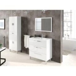 Colonne De Salle De Bains Sur Pied Blanche Brillante Avec Quatre Portes Et Un Tiroir Blanc Brillant 9 Colonne De Salle De Bains Sur Pied Blanche Brillante Avec Quatre Portes Et Un Tiroir Blanc Brillant -Songmics Soldes Magasin 16970760 3