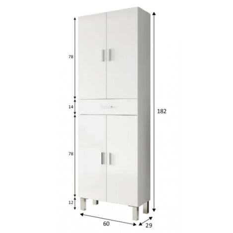 Colonne De Salle De Bains Sur Pied Blanche Brillante Avec Quatre Portes Et Un Tiroir Blanc Brillant 6 Colonne De Salle De Bains Sur Pied Blanche Brillante Avec Quatre Portes Et Un Tiroir Blanc Brillant – Image 4