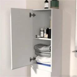 Colonne Salle De Bain Blanche à Suspendre 140 Cm SORRENTO 10 Colonne Salle De Bain Blanche à Suspendre 140 Cm SORRENTO -Songmics Soldes Magasin 18232136 4