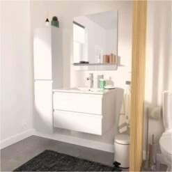 Colonne Salle De Bain Blanche à Suspendre 140 Cm SORRENTO 11 Colonne Salle De Bain Blanche à Suspendre 140 Cm SORRENTO -Songmics Soldes Magasin 18232136 5