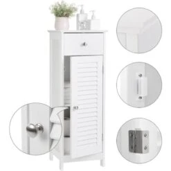 Songmics Meuble De Salle De Bain Sur Pied, 32 X 30 X 87 Cm, 1 Tiroir, 2 Casiers, Blanc -Songmics Soldes Magasin 18369697 4