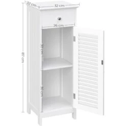 Songmics Meuble De Salle De Bain Sur Pied, 32 X 30 X 87 Cm, 1 Tiroir, 2 Casiers, Blanc -Songmics Soldes Magasin 18369697 5