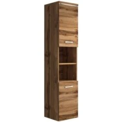 Armoire De Rangement Paso Hauteur 160 Cm Chene - Meuble De Rangement Haut Placard Armoire Colonne