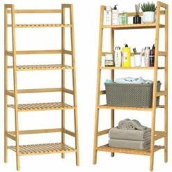 Étagère En Bambou à 4 Niveaux Meuble De Rangement 123x48x32 Cm Maison Intérieur Salle De Bain Cuisine Sous-sol 10 Étagère En Bambou à 4 Niveaux Meuble De Rangement 123x48x32 Cm Maison Intérieur Salle De Bain Cuisine Sous-sol -Songmics Soldes Magasin 19378757 4