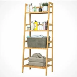 Étagère En Bambou à 4 Niveaux Meuble De Rangement 123x48x32 Cm Maison Intérieur Salle De Bain Cuisine Sous-sol 11 Étagère En Bambou à 4 Niveaux Meuble De Rangement 123x48x32 Cm Maison Intérieur Salle De Bain Cuisine Sous-sol -Songmics Soldes Magasin 19378757 5