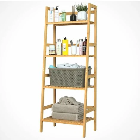 Étagère En Bambou à 4 Niveaux Meuble De Rangement 123x48x32 Cm Maison Intérieur Salle De Bain Cuisine Sous-sol 7 Étagère En Bambou à 4 Niveaux Meuble De Rangement 123x48x32 Cm Maison Intérieur Salle De Bain Cuisine Sous-sol – Image 5