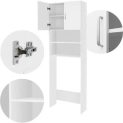 Meuble étagère Machine à Laver Armoire Blanc Pour Salle De Bain WC 190 X 63 Cm -Songmics Soldes Magasin 19498968 3