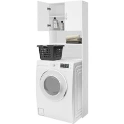 Meuble étagère Machine à Laver Armoire Blanc Pour Salle De Bain WC 190 X 63 Cm -Songmics Soldes Magasin 19498968 4