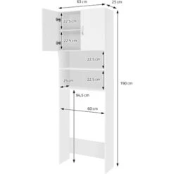 Meuble étagère Machine à Laver Armoire Blanc Pour Salle De Bain WC 190 X 63 Cm -Songmics Soldes Magasin 19498968 5