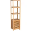 HOMCOM Meuble Colonne Rangement Salle De Bain Bambou Design Naturel 36L X 33l X 140H Cm 2 étagères 4 Niveaux + Placard -Songmics Soldes Magasin 19842662 1