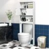 COSTWAY Etagère Dessus Toilette, Armoire De Rangement Pour Salle De Bain Avec Placard Avec Portes, Meuble Rangement Compact, 63 X 19,5 X 175 CM -Songmics Soldes Magasin 22850262 1