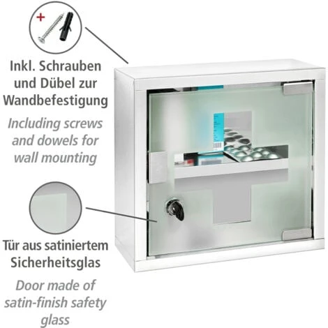 WENKO Armoire à Pharmacie Acier Inox, Avec Serrure, 25 X 12 X 25 Cm, Brillant 5 WENKO Armoire à Pharmacie Acier Inox, Avec Serrure, 25 X 12 X 25 Cm, Brillant – Image 3