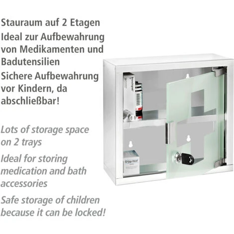 WENKO Armoire à Pharmacie Acier Inox, Avec Serrure, 25 X 12 X 25 Cm, Brillant 7 WENKO Armoire à Pharmacie Acier Inox, Avec Serrure, 25 X 12 X 25 Cm, Brillant – Image 5