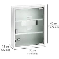 WENKO Armoire à Pharmacie Acier Inox, Avec Serrure, 30 X 12 X 40 Cm, Brillant 8 WENKO Armoire à Pharmacie Acier Inox, Avec Serrure, 30 X 12 X 40 Cm, Brillant -Songmics Soldes Magasin 22918650 2