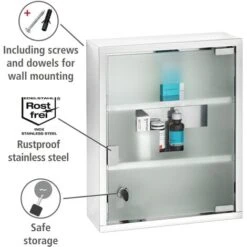 WENKO Armoire à Pharmacie Acier Inox, Avec Serrure, 30 X 12 X 40 Cm, Brillant 9 WENKO Armoire à Pharmacie Acier Inox, Avec Serrure, 30 X 12 X 40 Cm, Brillant -Songmics Soldes Magasin 22918650 3