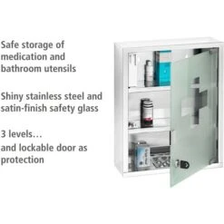 WENKO Armoire à Pharmacie Acier Inox, Avec Serrure, 30 X 12 X 40 Cm, Brillant 10 WENKO Armoire à Pharmacie Acier Inox, Avec Serrure, 30 X 12 X 40 Cm, Brillant -Songmics Soldes Magasin 22918650 4
