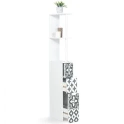 Meuble WC étagère WILLY 3 Portes Motif Carreaux De Ciment Gris -Songmics Soldes Magasin 23534783 3