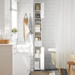 Meuble De Rangement Salle D Bain Meuble Colonne Armoire,L20xP20xH180cm,SoBuy BZR34-W -Songmics Soldes Magasin 23570901 4
