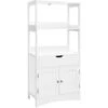 Songmics Meuble De Salle De Bain, Avec Tiroir, 2 Compartiments Ouverts, 2 Portes, Placard 4 étages, 60 X 32,5 X 122 Cm, Blanc -Songmics Soldes Magasin 23734187 1