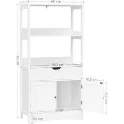 Songmics Meuble De Salle De Bain, Avec Tiroir, 2 Compartiments Ouverts, 2 Portes, Placard 4 étages, 60 X 32,5 X 122 Cm, Blanc 10 Songmics Meuble De Salle De Bain, Avec Tiroir, 2 Compartiments Ouverts, 2 Portes, Placard 4 étages, 60 X 32,5 X 122 Cm, Blanc -Songmics Soldes Magasin 23734187 4