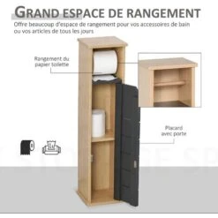 HOMCOM Support Papier Toilette - Porte-papier Toilette - Armoire Pour Papier Toilette - 2 Niveaux + Sortie Papier MDF Gris Bambou 10 HOMCOM Support Papier Toilette - Porte-papier Toilette - Armoire Pour Papier Toilette - 2 Niveaux + Sortie Papier MDF Gris Bambou -Songmics Soldes Magasin 24232763 4
