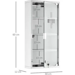 HOMCOM Armoire à Pharmacie 3 étagères 4 Niveaux 30L X 12l X 60H Cm Porte Verre Trempé Symbole Croix Acier Inoxydable Brossé 9 HOMCOM Armoire à Pharmacie 3 étagères 4 Niveaux 30L X 12l X 60H Cm Porte Verre Trempé Symbole Croix Acier Inoxydable Brossé -Songmics Soldes Magasin 25006914 3