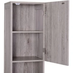 HOMCOM Meuble Colonne Rangement Salle De Bain Dim. 30L X 32l X 172H Cm 2 Placards Avec étagère + 2 Niches MDF Imitation Bois Gris -Songmics Soldes Magasin 25007211 5
