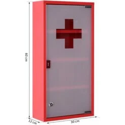 HOMCOM Armoire à Pharmacie 3 étagères 4 Niveaux Verrouillable Porte Verre Trempé Dépoli Logo Croix 30L X 12l X 60H Cm Acier Inox Rouge 9 HOMCOM Armoire à Pharmacie 3 étagères 4 Niveaux Verrouillable Porte Verre Trempé Dépoli Logo Croix 30L X 12l X 60H Cm Acier Inox Rouge -Songmics Soldes Magasin 25008663 3