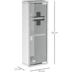 Armoire à Pharmacie 2 étagères 3 Niveaux 20L X 12l X 58H Cm Porte Verre Trempé Symbole Croix Acier Inox. -Songmics Soldes Magasin 27164627 3
