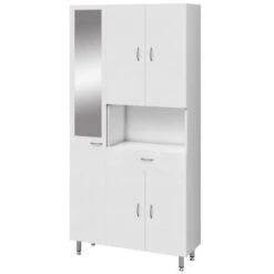 ARMANDO Armoire De Salle De Bain 5 Portes L 88 Cm - Blanc Mat