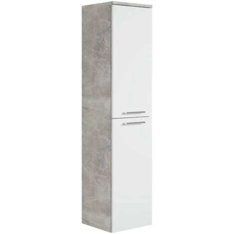 Armoire De Rangement De Saturnus Hauteur 130 Cm Béton Avec Du Blanc - Meuble De Rangement Haut Placard Armoire Colonne 3 Armoire De Rangement De Saturnus Hauteur 130 Cm Béton Avec Du Blanc - Meuble De Rangement Haut Placard Armoire Colonne
