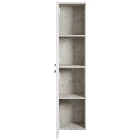 Armoire De Rangement De Saturnus Hauteur 130 Cm Béton Avec Du Blanc - Meuble De Rangement Haut Placard Armoire Colonne 4 Armoire De Rangement De Saturnus Hauteur 130 Cm Béton Avec Du Blanc - Meuble De Rangement Haut Placard Armoire Colonne – Image 2