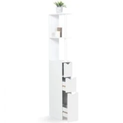 Meuble WC étagère WILLY Bois 3 Portes Blanc Gain De Place Pour Toilettes 8 Meuble WC étagère WILLY Bois 3 Portes Blanc Gain De Place Pour Toilettes -Songmics Soldes Magasin 281512 3