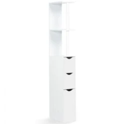 Meuble WC étagère WILLY Bois 3 Portes Blanc Gain De Place Pour Toilettes 9 Meuble WC étagère WILLY Bois 3 Portes Blanc Gain De Place Pour Toilettes -Songmics Soldes Magasin 281512 4