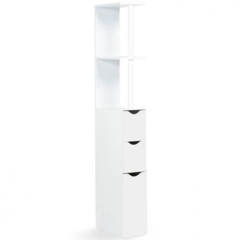Meuble WC étagère WILLY Bois 3 Portes Blanc Gain De Place Pour Toilettes 6 Meuble WC étagère WILLY Bois 3 Portes Blanc Gain De Place Pour Toilettes – Image 4