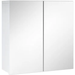 Meuble A Miroir 60 X 60 Cm Leon Blanc - Miroir Armoire Miroir Salle De Bains Armoire De Rangement