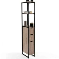 Meuble WC 3 Portes Design Industriel Avec étagères